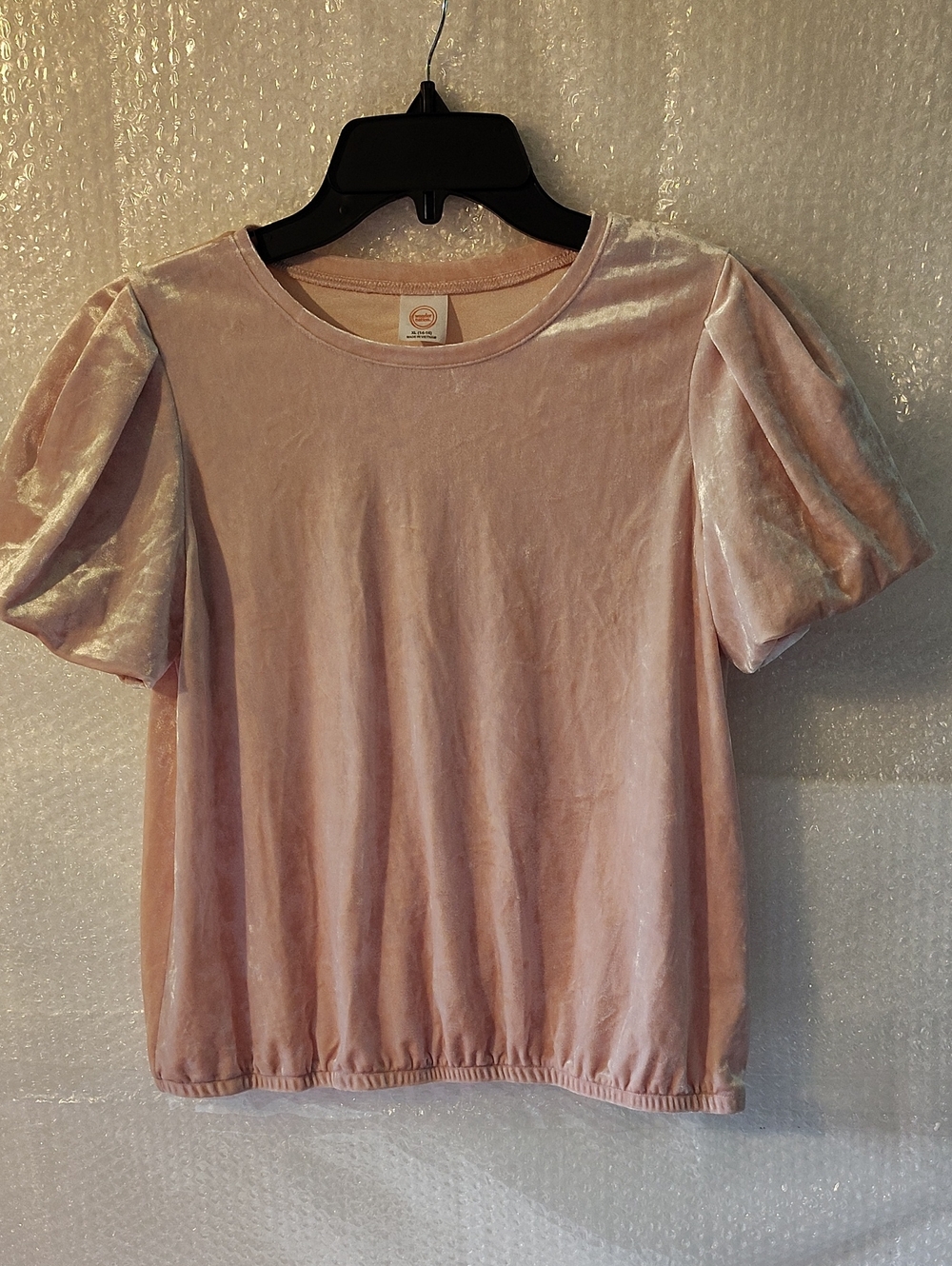 Wonder Nation Size XL (14-16) Girls Pink Velvet Short Sleeve Top